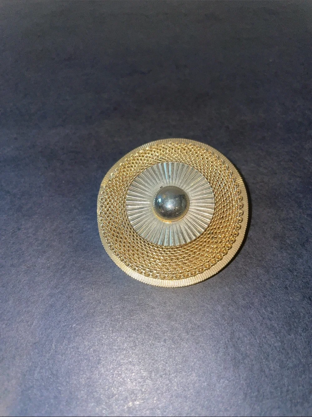 Gold-Tone Round Brooch - Textured Circular Accent